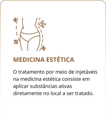 Um desenho do tronco e das pernas de uma mulher com as palavras medicina estética nele.